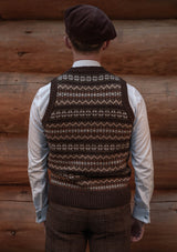 Lambert V-Neck Lambswool Fair Isle - Hickory Brown