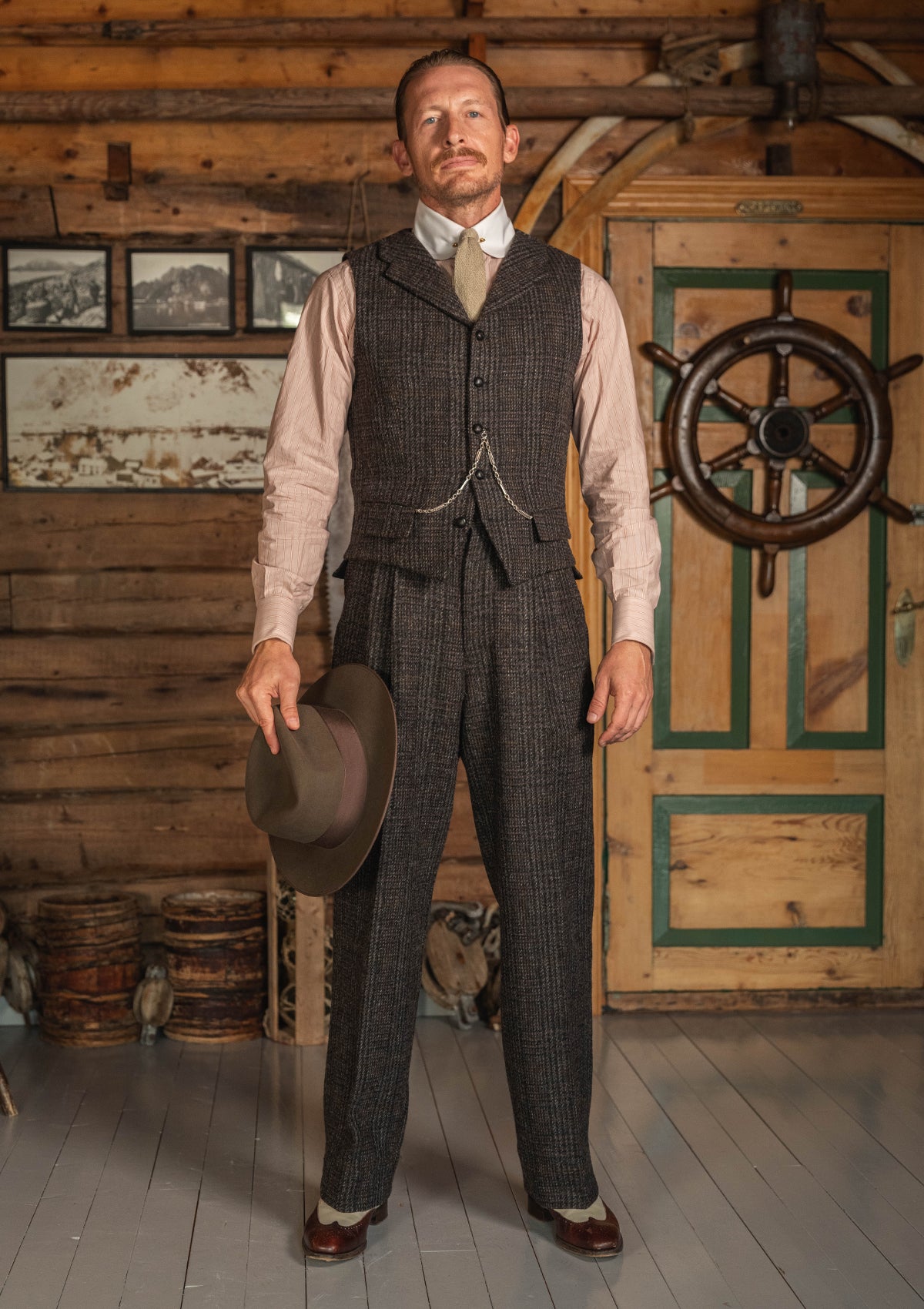 Brockman Harris Tweed Waistcoat - Dark Cedar