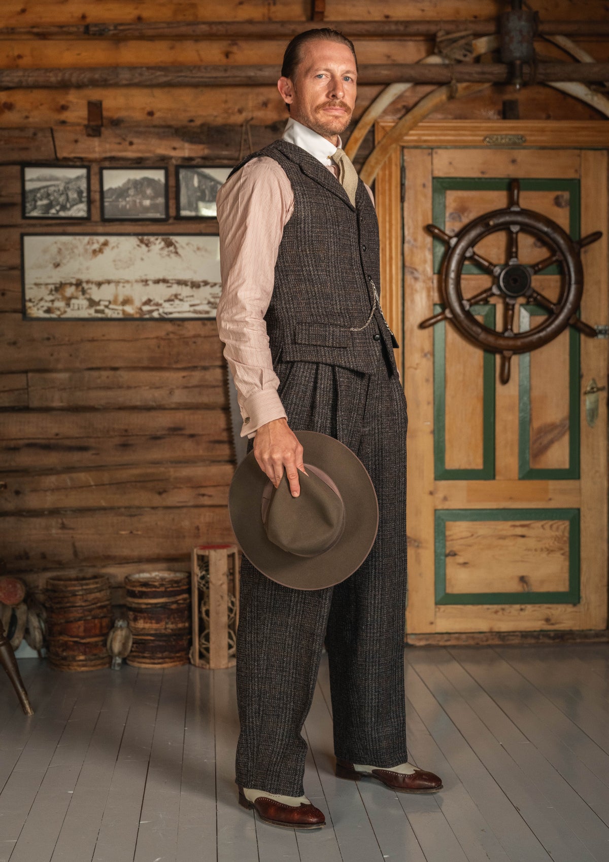 Brockman Harris Tweed Waistcoat - Dark Cedar