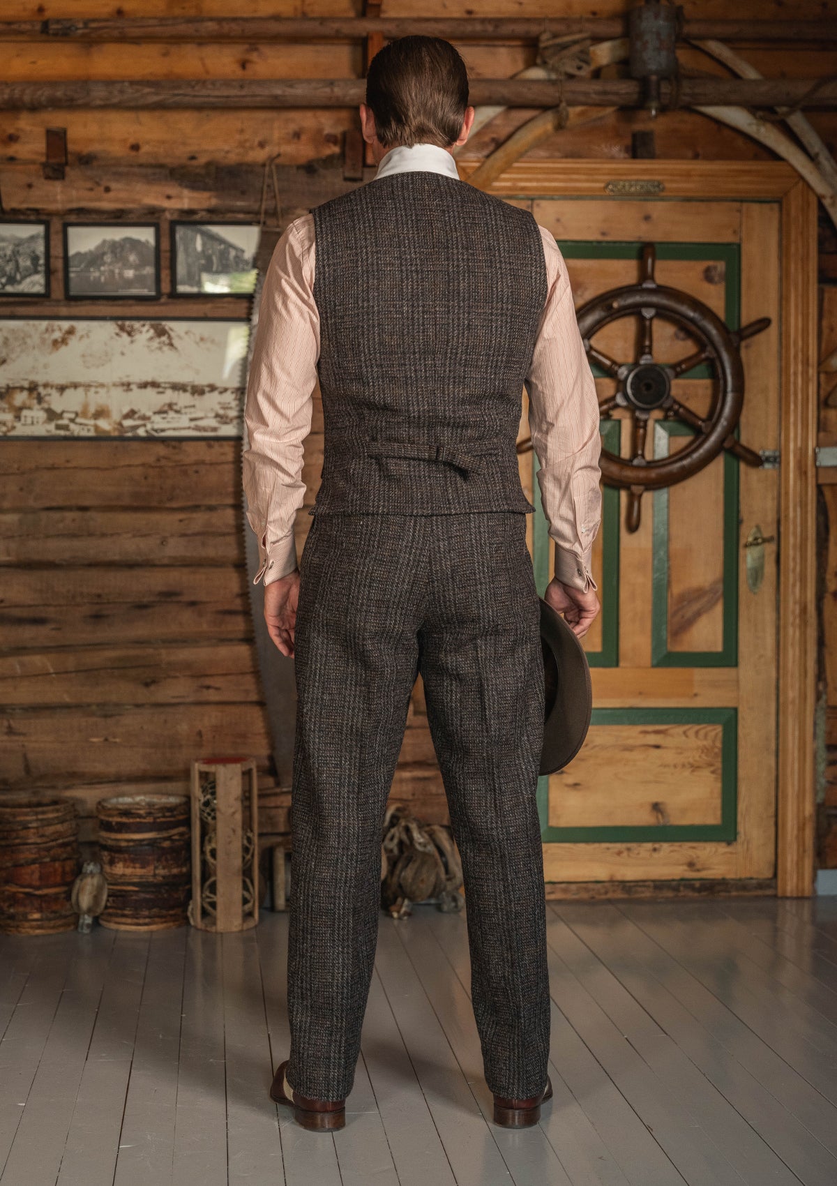 Brockman Harris Tweed Waistcoat - Dark Cedar