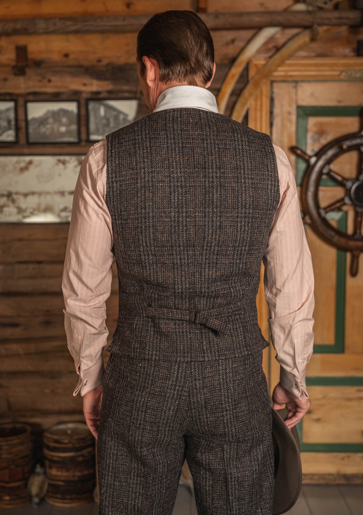 Brockman Harris Tweed Waistcoat - Dark Cedar