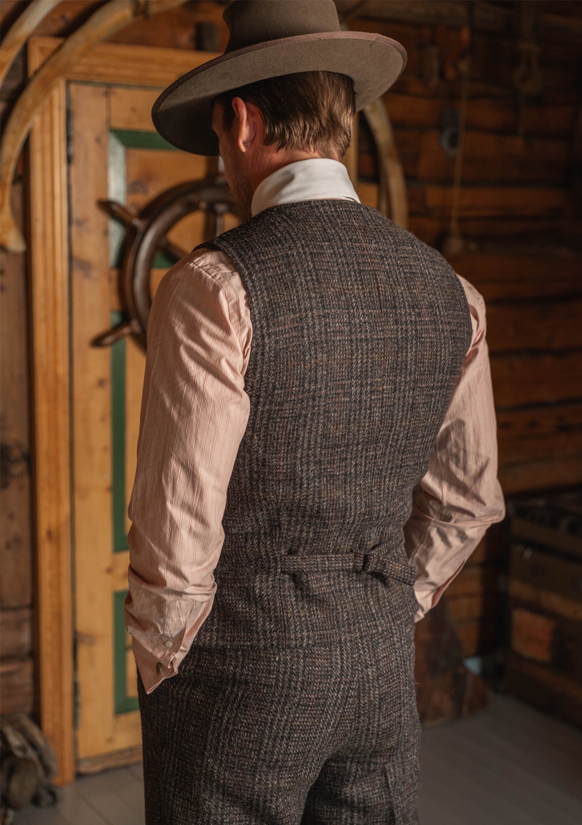 Brockman Harris Tweed Waistcoat - Dark Cedar