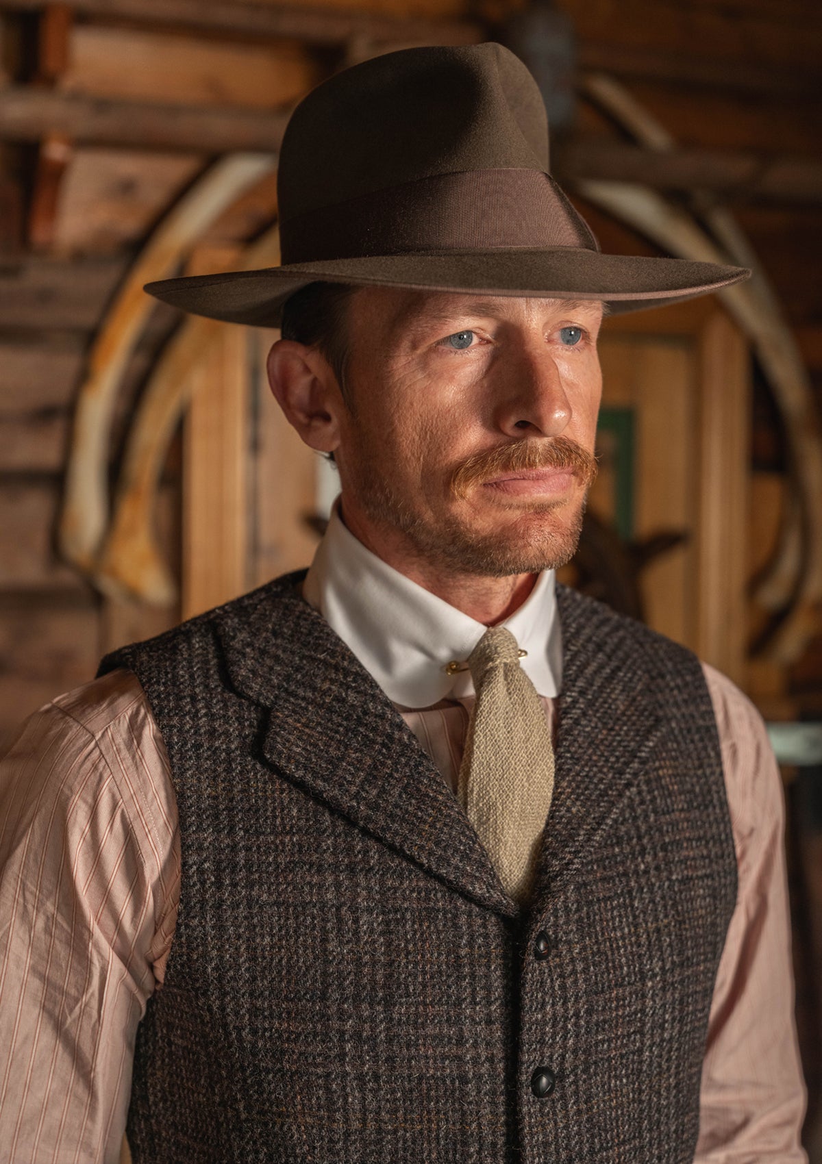 Brockman Harris Tweed Waistcoat - Dark Cedar