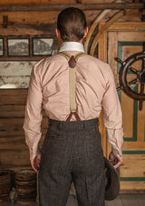 Club Collar Japanese Cotton Shirt - Redwood Stripe