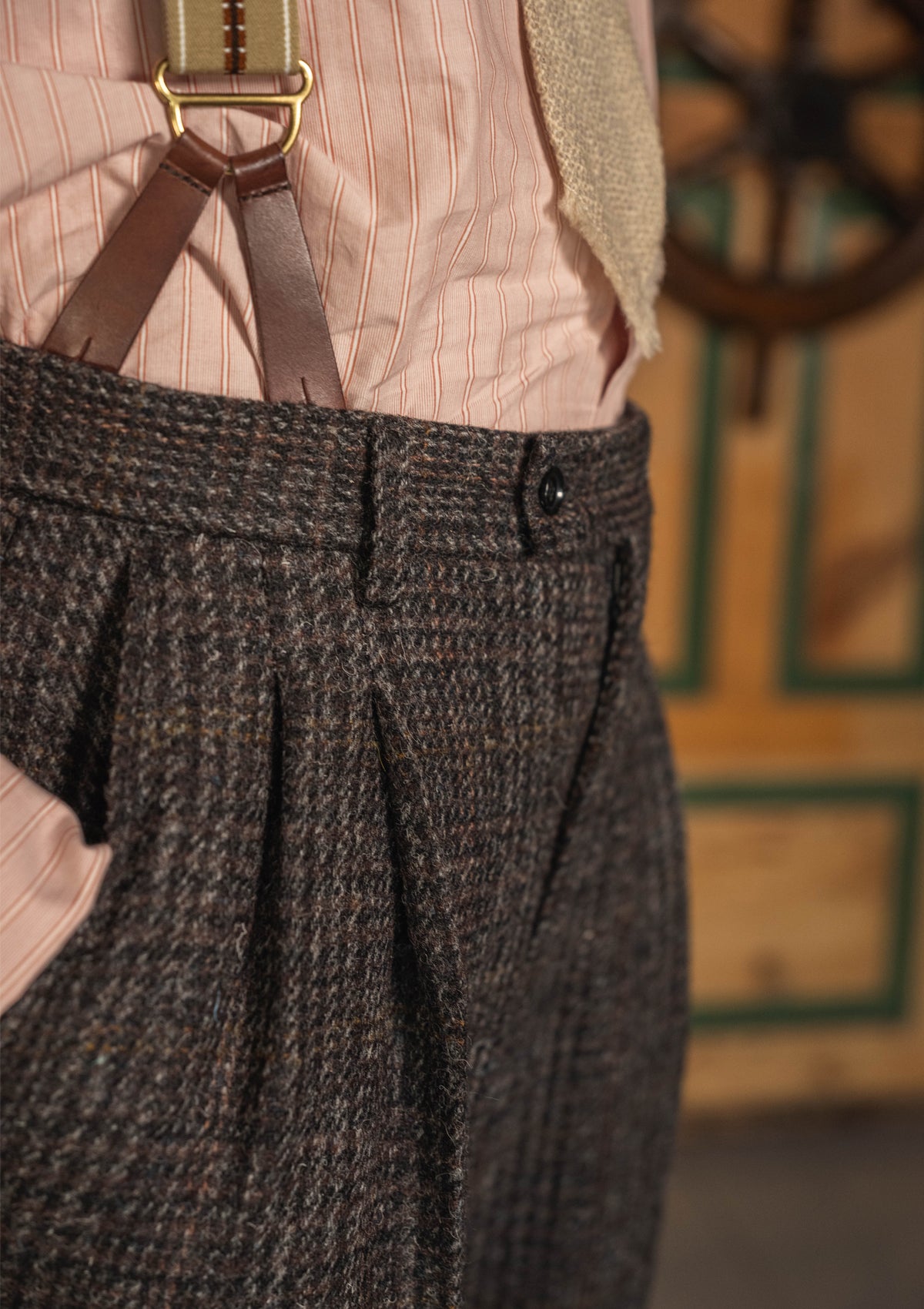 Brockman Harris Tweed Clark Trouser - Dark Cedar