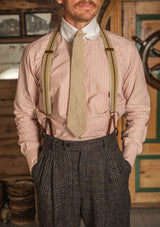 Club Collar Japanese Cotton Shirt - Redwood Stripe