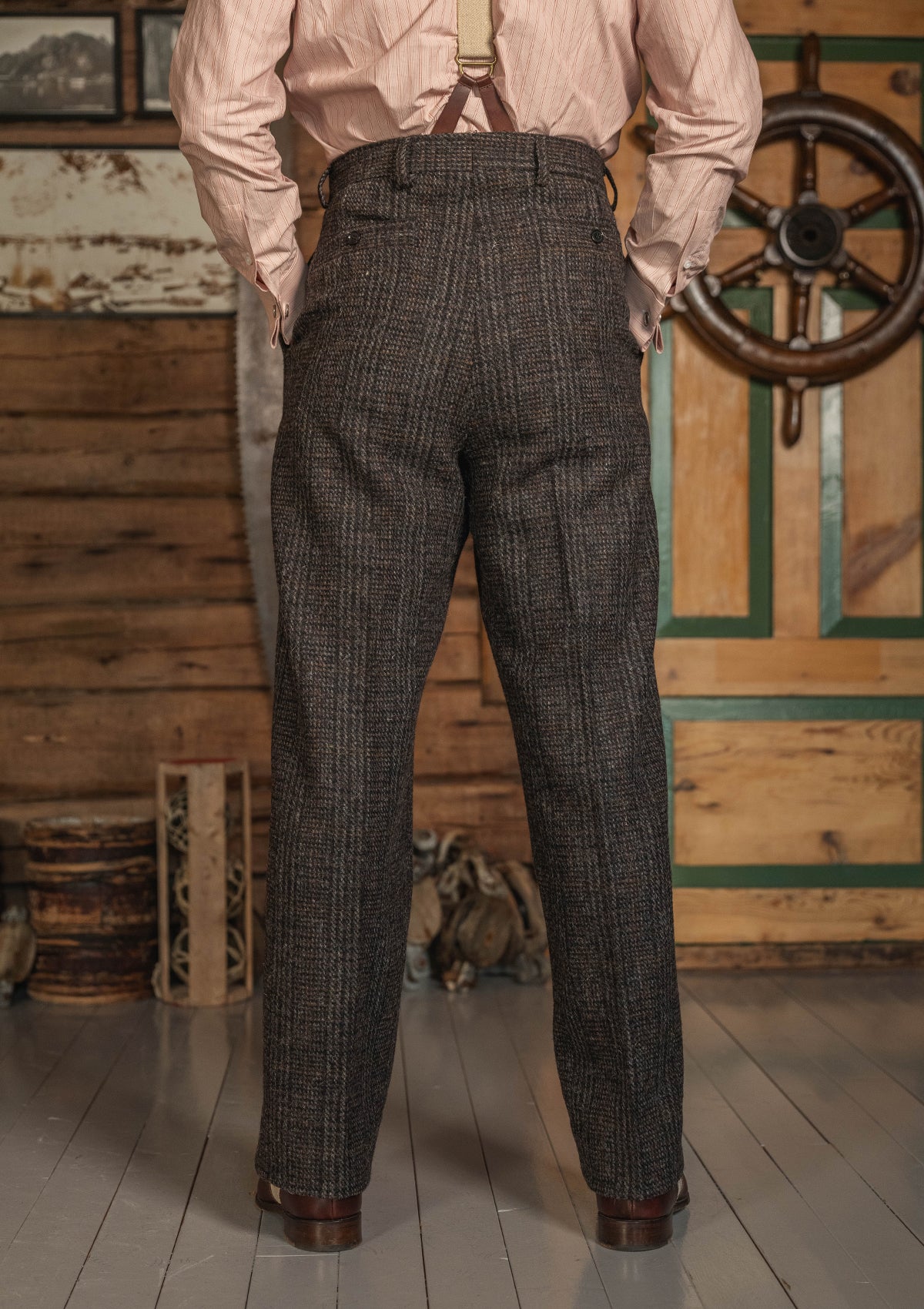 Brockman Harris Tweed Clark Trouser - Dark Cedar