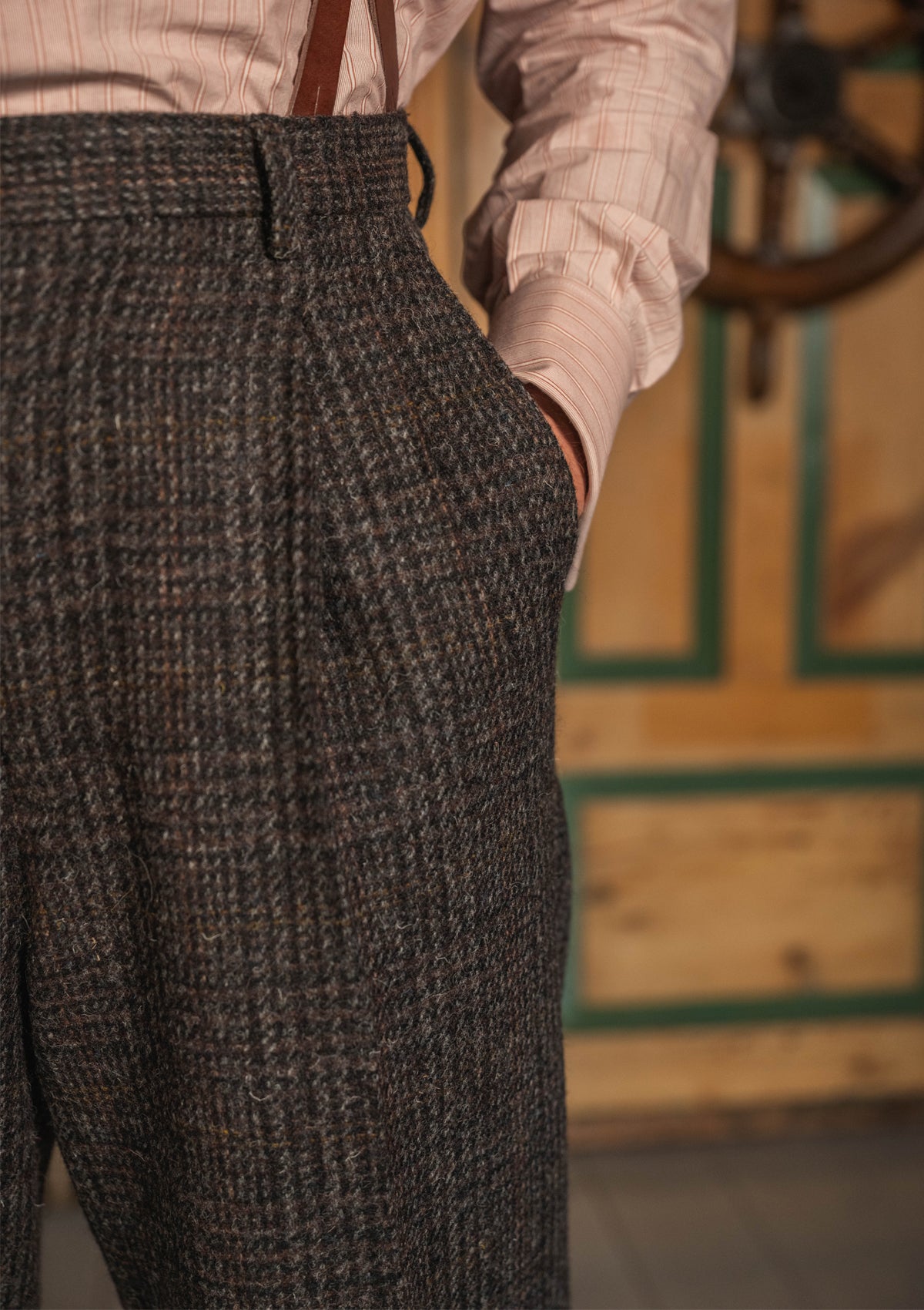 Brockman Harris Tweed Clark Trouser - Dark Cedar