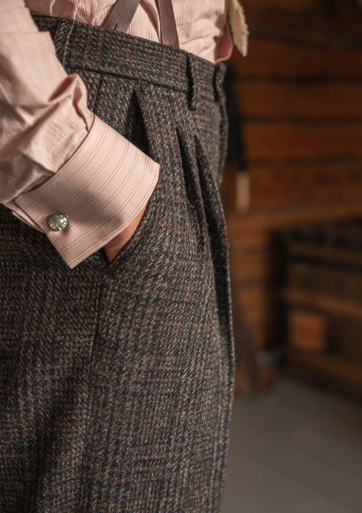 Brockman Harris Tweed Clark Trouser - Dark Cedar