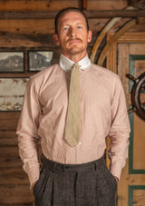 Club Collar Japanese Cotton Shirt - Redwood Stripe
