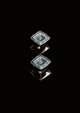 Original 1920's Art Deco Turquoise Enamel & Mother Of Pearl Snap Cufflinks