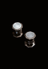 Original 1920's Rare Hand-Etched Mother Of Pearl Snap Cufflinks