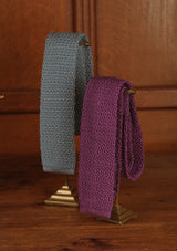 Silk Knitted Tie - Blue Grey