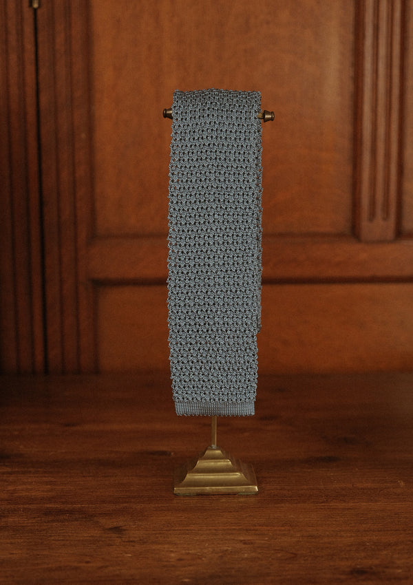 Silk Knitted Tie - Blue Grey