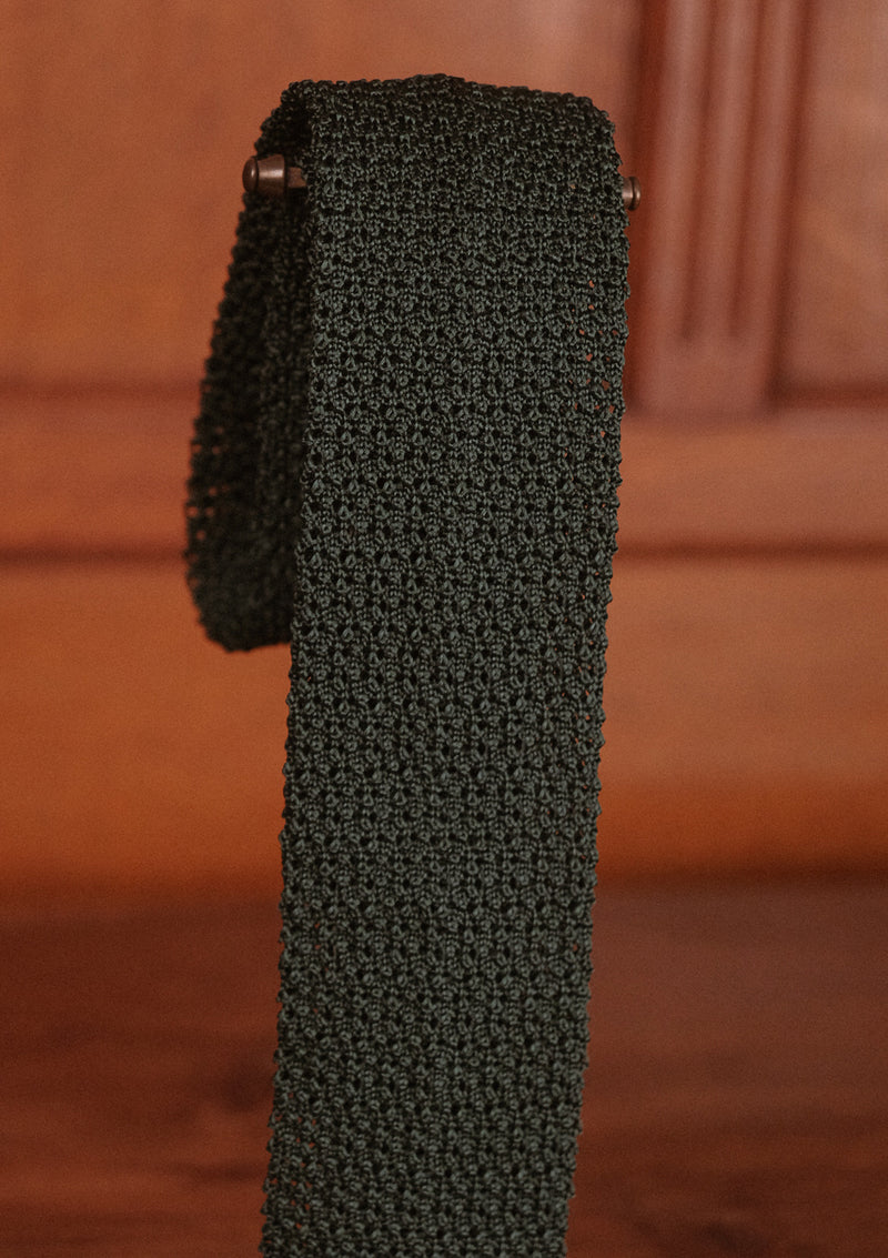 Silk Knitted Tie - Bottle Green