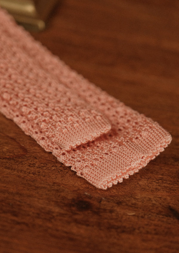 Silk Knitted Tie - Salmon