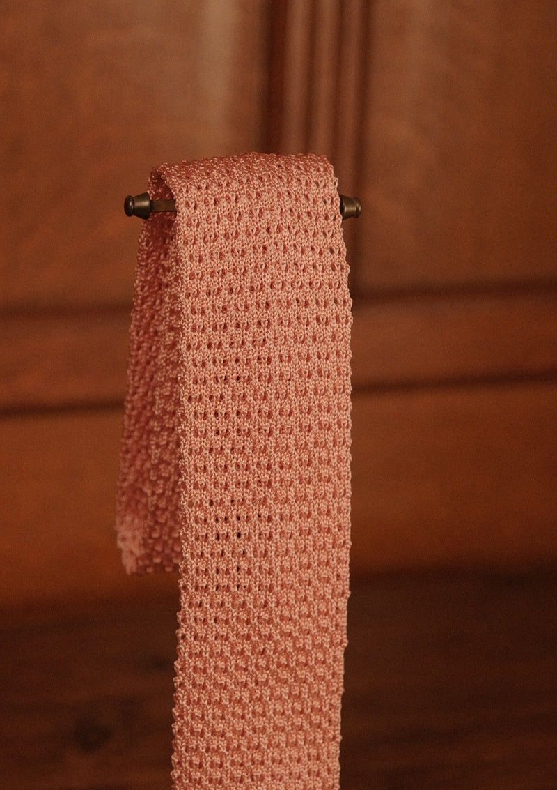 Silk Knitted Tie - Salmon