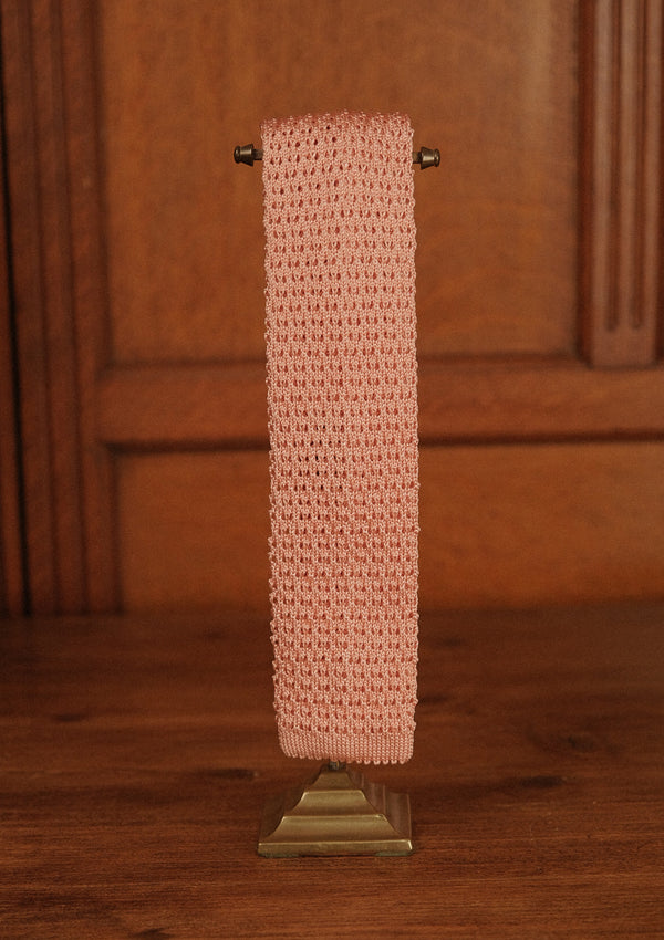 Silk Knitted Tie - Salmon