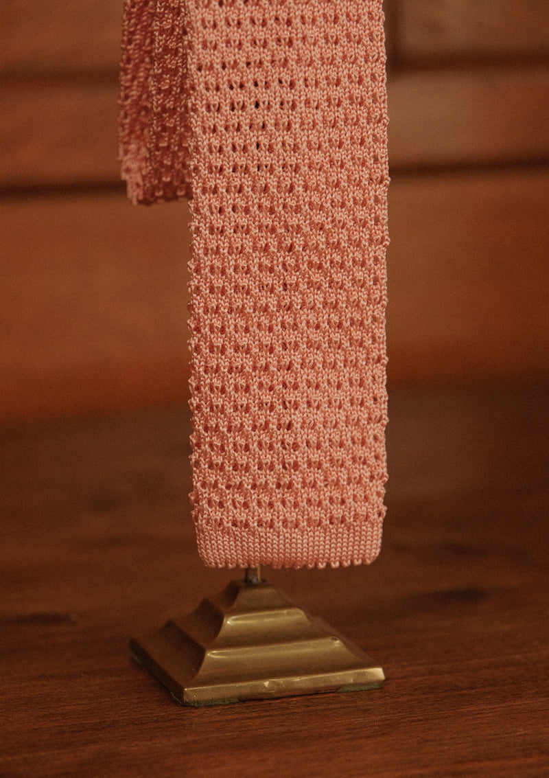 Silk Knitted Tie - Salmon