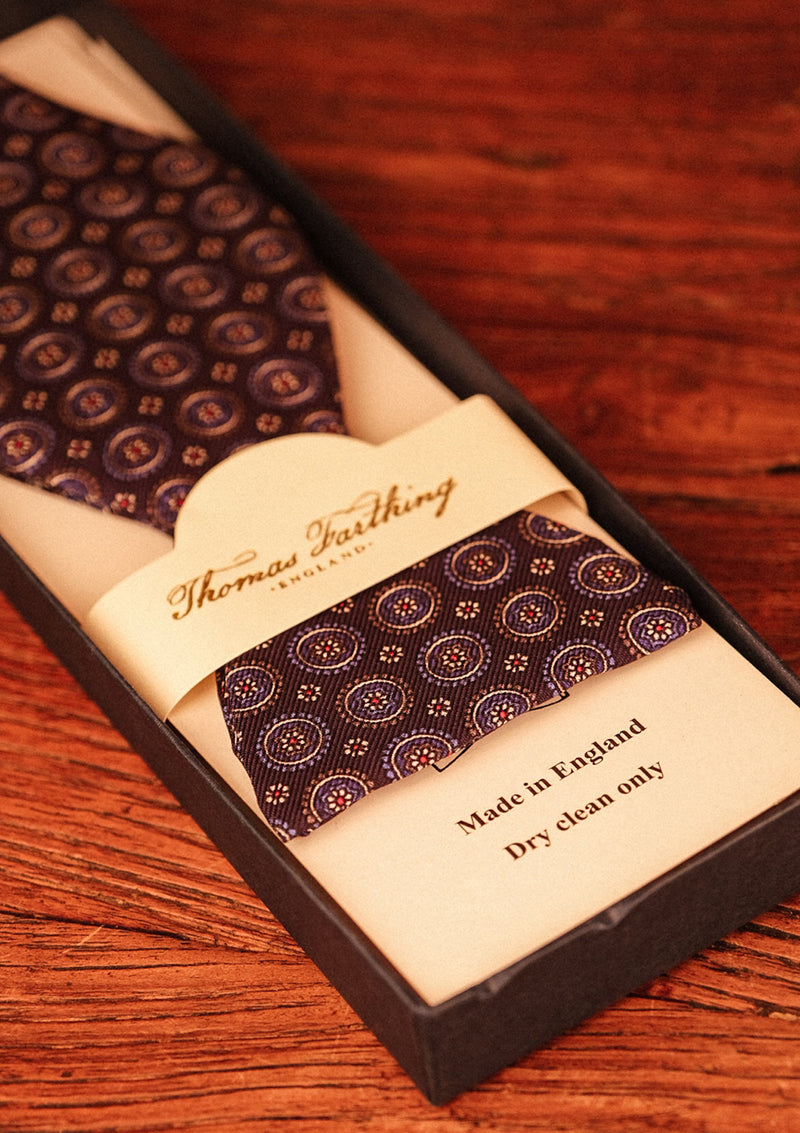 Midnight Blue Geometric Floral (Self-Tie) Bow Tie