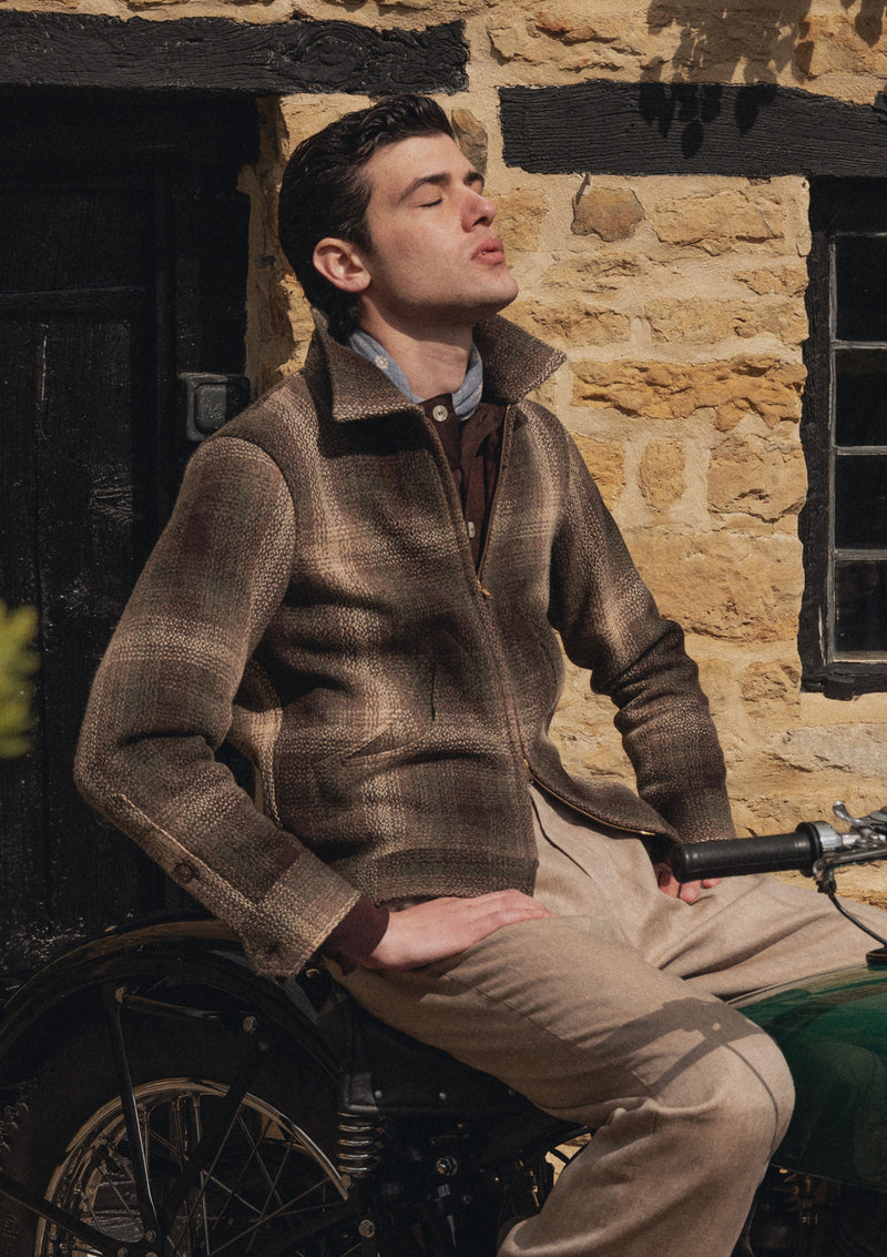 【Katrin TOKYO】cocoon tweed blouson Midtown Pure Wool Cropped w/ 1960s Conmar Double Zipper Jacket