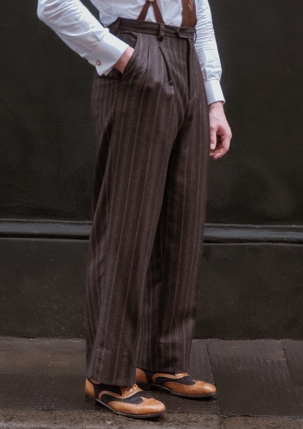 Munro Clark Trouser - Dark Taupe with Vintage Grey Stripe