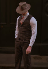 Munro Waistcoat - Dark Taupe with Vintage Grey Stripe