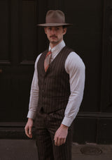 Munro Waistcoat - Dark Taupe with Vintage Grey Stripe