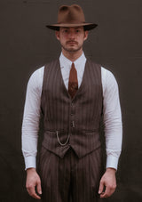 Munro Waistcoat - Dark Taupe with Vintage Grey Stripe