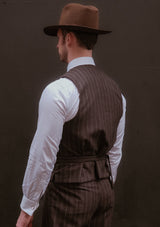 Munro Waistcoat - Dark Taupe with Vintage Grey Stripe