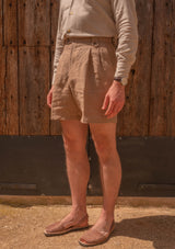 Gene Pure Linen Shorts - Mushroom