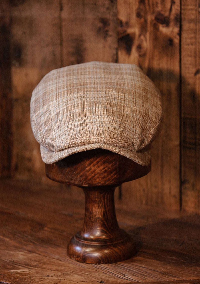 Geary Flat Cap - Sand Windowpane Check