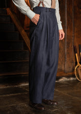 Brockman Clark Trouser - Navy Herringbone