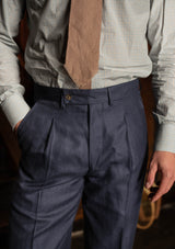 Brockman Classic Trouser - Navy Herringbone
