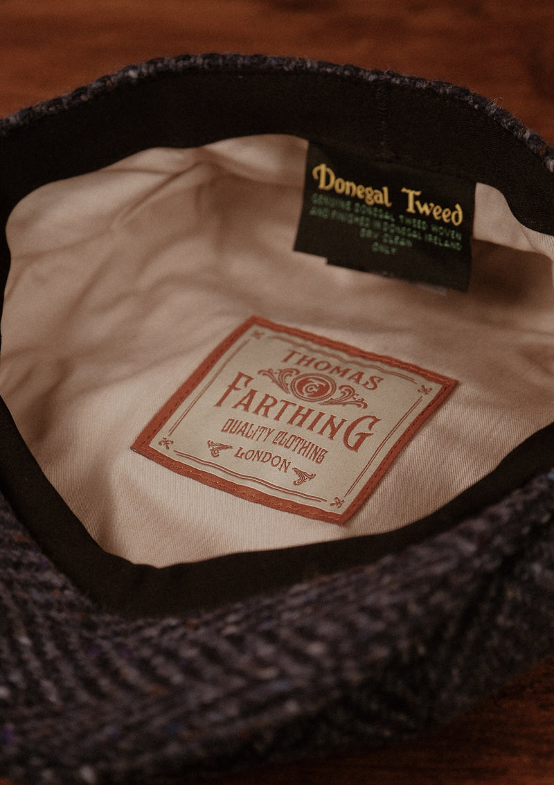 Fulton Baker Boy - (Mid-Width) Navy Herringbone Donegal Tweed