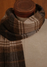 Merino Wool Scarf -  Navy & Natural Tartan