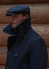 Storm-Collar Pure Wool Pea Coat - Navy
