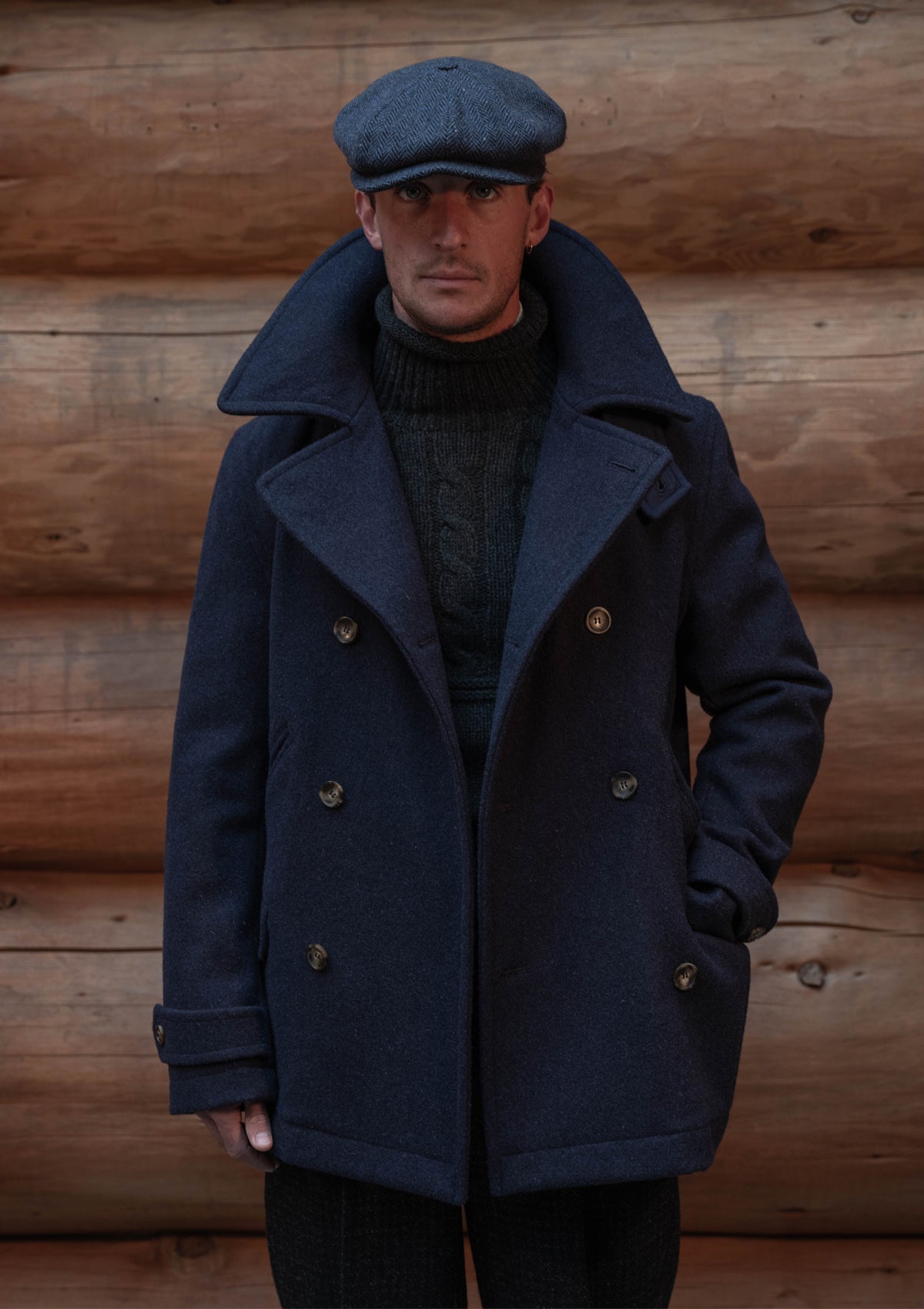 Storm-Collar Pure Wool Pea Coat - Navy – Thomas Farthing London