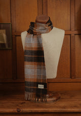 Merino Wool Scarf -  Navy & Rust Tartan