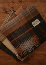 Merino Wool Scarf -  Navy & Rust Tartan