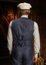 Cropped Waistcoat - Navy Herringbone