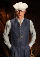 Cropped Waistcoat - Navy Herringbone