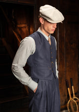Cropped Waistcoat - Navy Herringbone