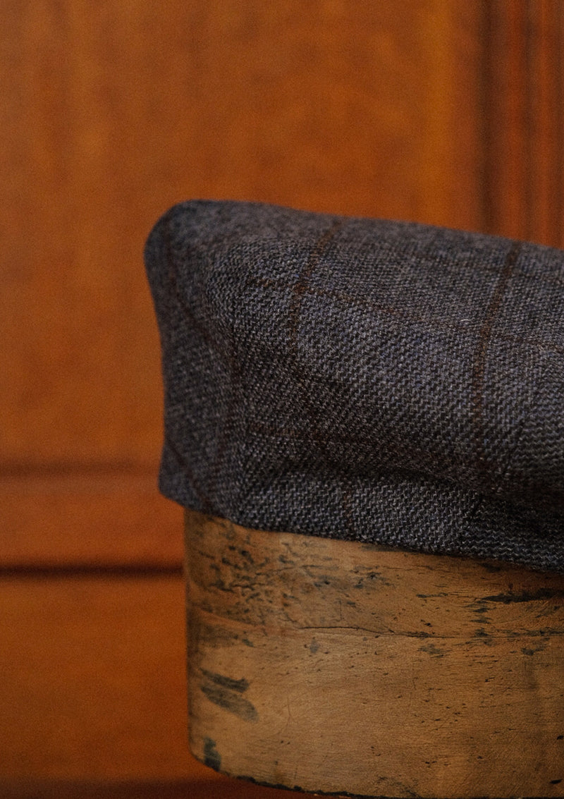 Regency 50 Pence Flat Cap - Navy & Brown Windowpane