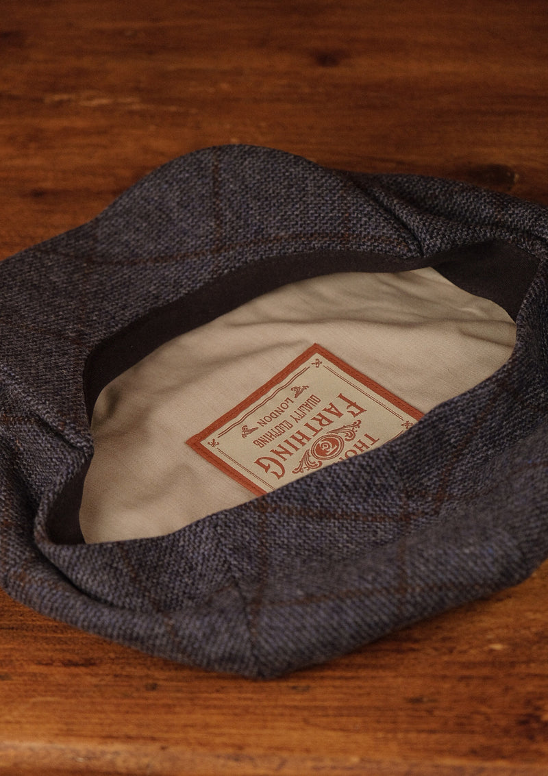 Regency 50 Pence Flat Cap - Navy & Brown Windowpane