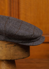 Regency 50 Pence Flat Cap - Navy & Brown Windowpane