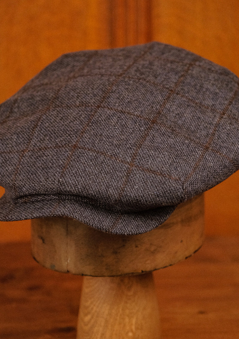 Regency 50 Pence Flat Cap - Navy & Brown Windowpane