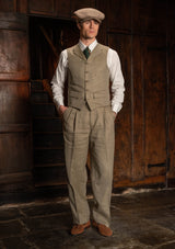 Coleman Clark Trouser - Sage Herringbone