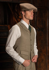 Coleman Waistcoat - Sage Herringbone
