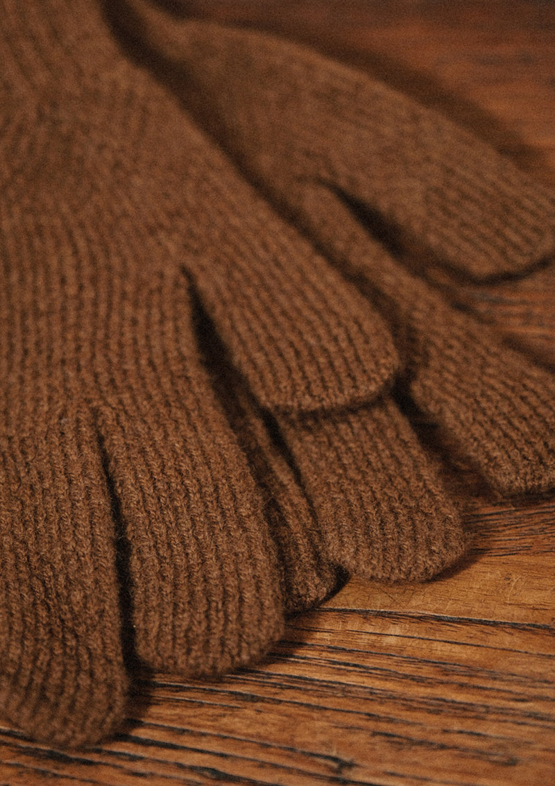 Knitted Lambswool Gloves - Pecan